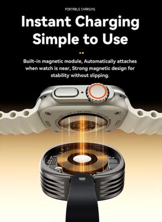 ESSAGER Magnetic Wireless Watch Charger, Ultra-Thin 9mm 2.5W Fast Charging Dock with Dual Ports, Portable Smartwatch Charger Compatible with Apple Watch Series 2-9 SE Ultra, Lightweight Watch Charger for Travel - Image 2